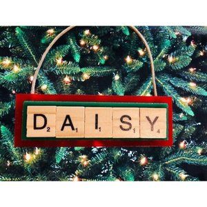 DAISY Dog Doggy Name Christmas Ornament Scrabble Tiles Pet Dog Cat Bird